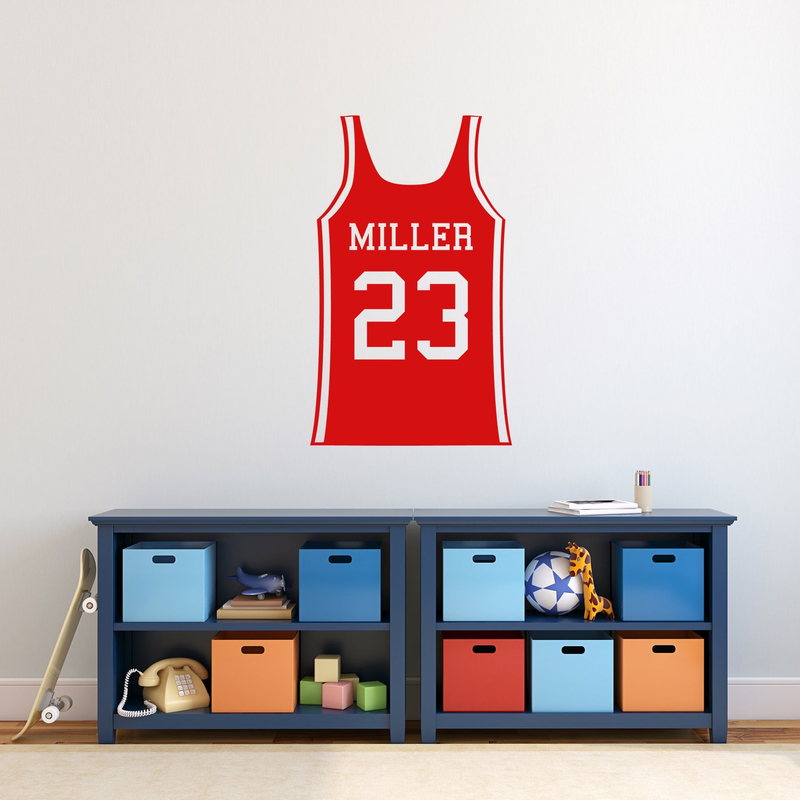 Custom Basketball Jersey Wall Decal Basketball Player Etsy