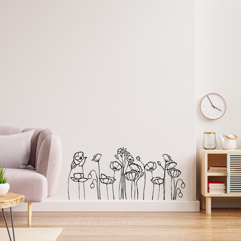 Poppies Wall Decals Peel Stick Floral Home Decor Mural - Custom Color ...