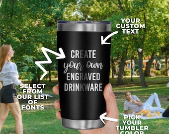 Engraved Stainless Steel Tumbler: Custom 20 oz Personalized Drinkware