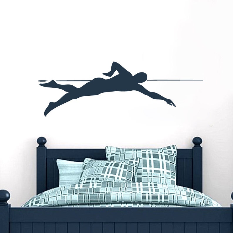 Swimmer Wall Decal, Swimming Sports Room Wall Mural, Swimmer Gift image 2