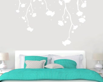 Hanging Flowers Wall Decal, Flowers Stickers Mural for Bedroom, Accent Wall