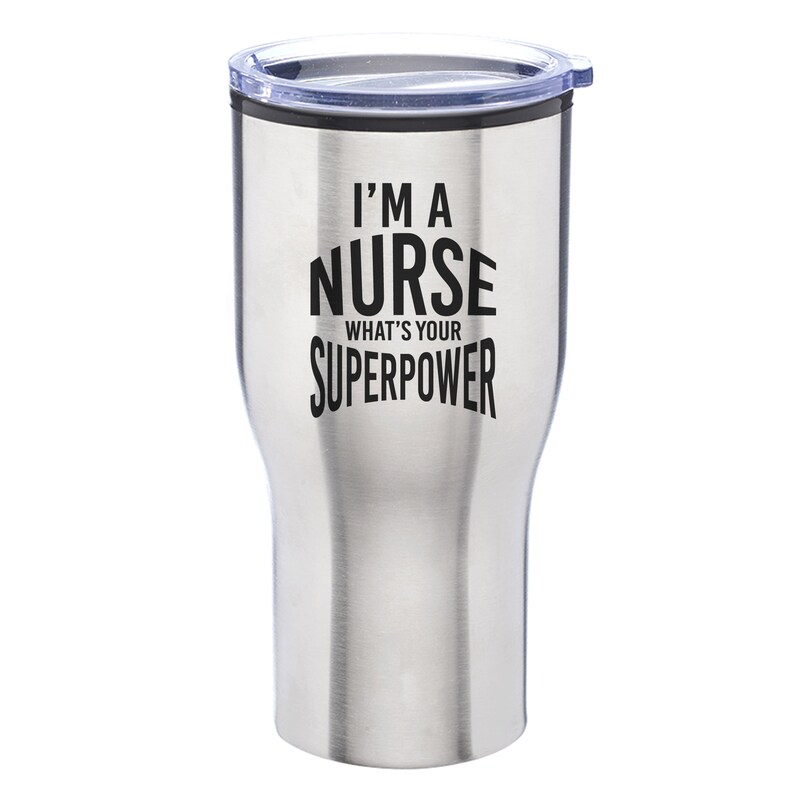 Stainless Steel Tumbler with Lid I/'m A Nurse What/'s Your Superpower Engraved 28 oz