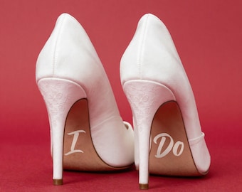 I Do Wedding Shoe Decals - Bride and Groom Shoe Stickers for Pictures