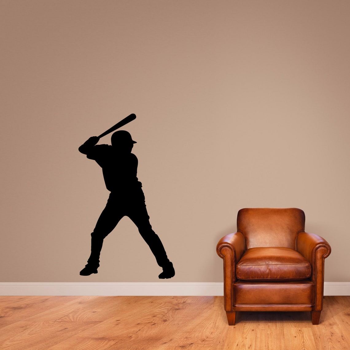 Baseball Batter Silhouette Wall Decal for Boys Bedroom Sports Mural ...