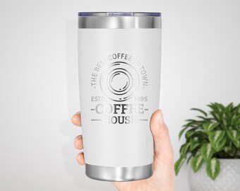 Custom Logo Engraved Stainless Steel Tumbler: 20 oz Insulated Coffee Mug