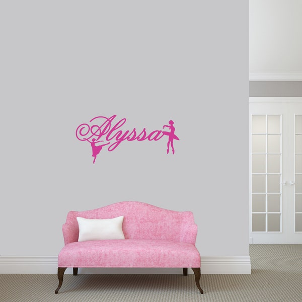 Custom Ballerina Name Wall Decal Decorative Art Decor Sticker For Nursery Baby Kids Teens Bedroom Playroom Select your Size and Color