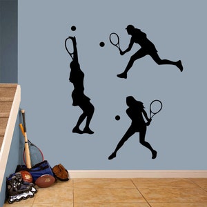 Tennis Girls Wall Decal Set: Sports Bedroom Decor