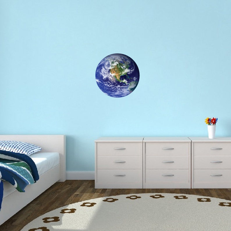 Earth Printed Wall Decal  Nursery /& Kids Room  School Classroom  Travel and Maps  Home Decor  Removeable Wall Stickers Decals