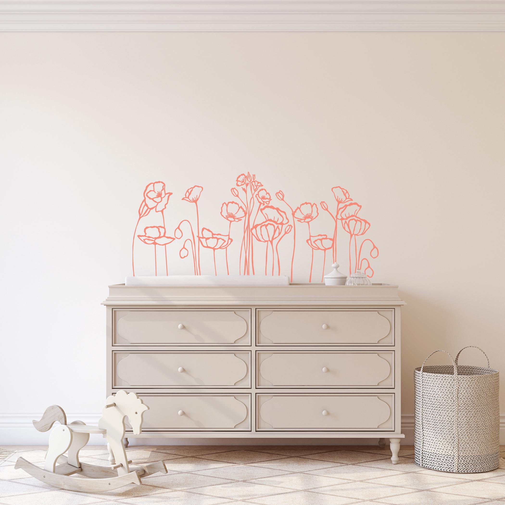 Poppies Wall Decals Peel Stick Floral Home Decor Mural - Custom Color ...
