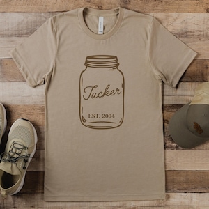 Custom Mason Jar T-Shirt Personalized Unisex Graphic Tee Unique Mason Jar Apparel