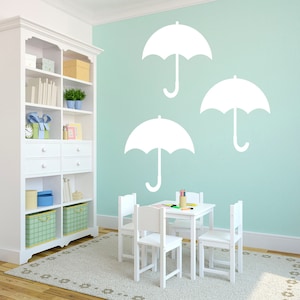 Umbrella Wall Decals: Nursery, Playroom Decor - Set of 3