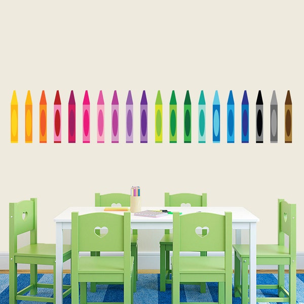 Colorful Crayons Wall Decal Decorative Art Decor Sticker For Baby Nursery Kids Bedroom Classroom Playroom Art Room Select Your Size