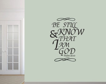 Know That I Am God Wall Decal, Psalm 46:10, Religious Bible Verse Quote Sticker