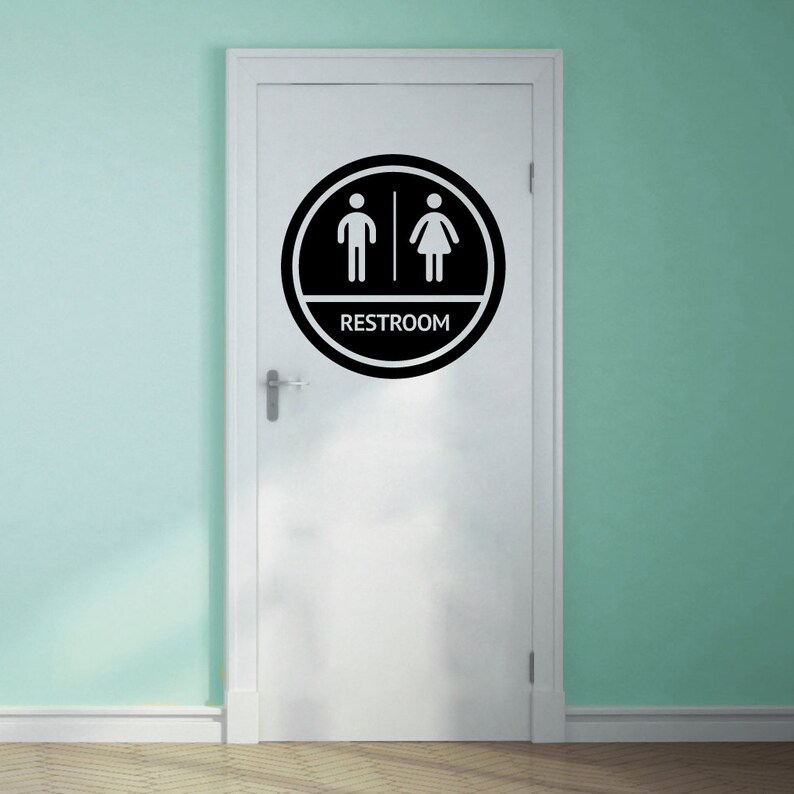 Restroom Sign Decal Door Sticker for Bathroom Restroom Wall Etsy