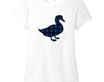 Custom Pattern Duck Silhouette Women's Fitted T-Shirt, Farm Animal t-Shirt, Duck Farmer, Patterned Duck, Duck Silhouette T-Shirt