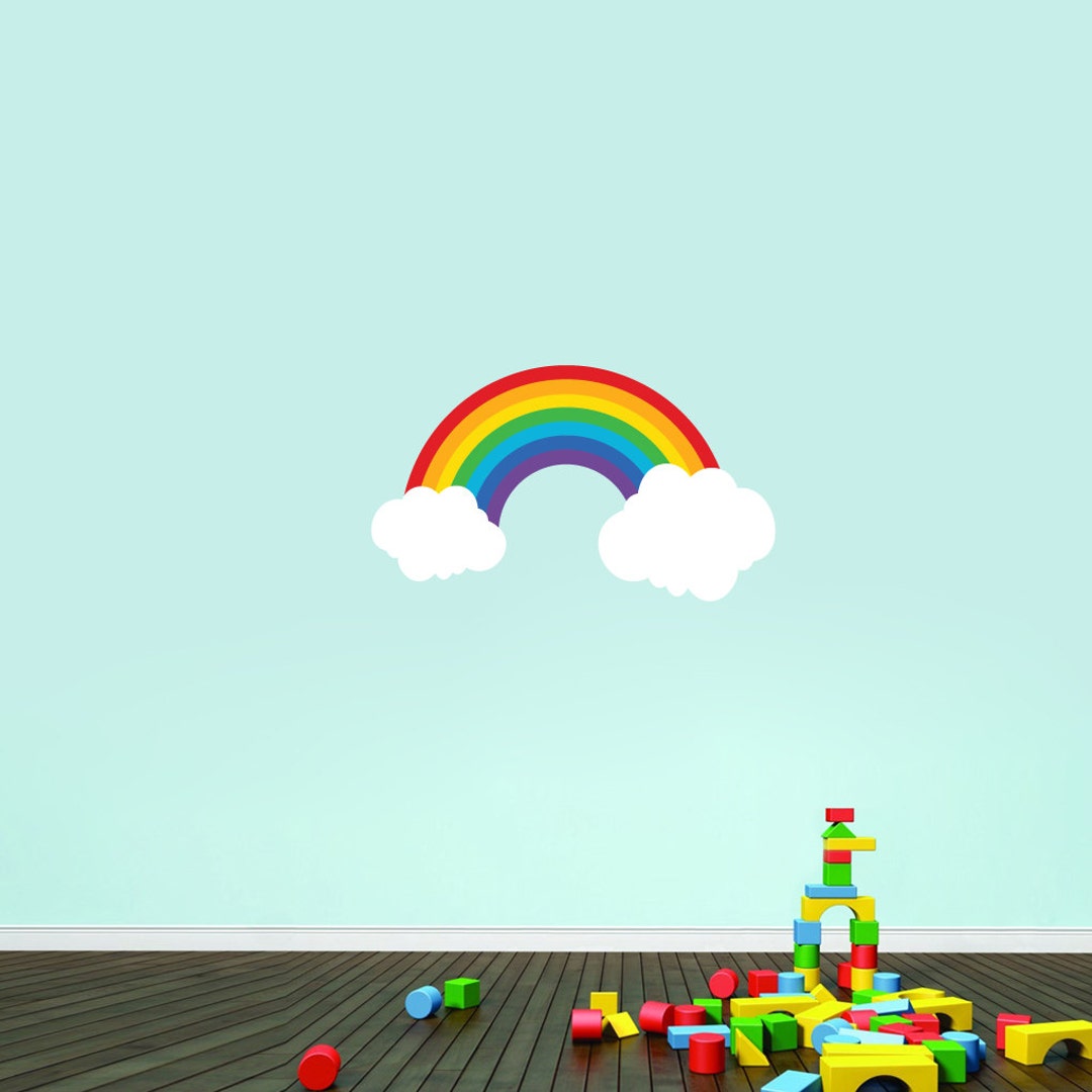 Rainbow Wall Decal, Colorful Playroom Rainbow Wall Decor Mural, Nursery