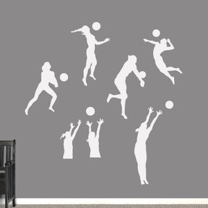 Volleyball Players Decals, Set of Volleyball Stickers for Wall Mural or Sign, Girls Sports Decor