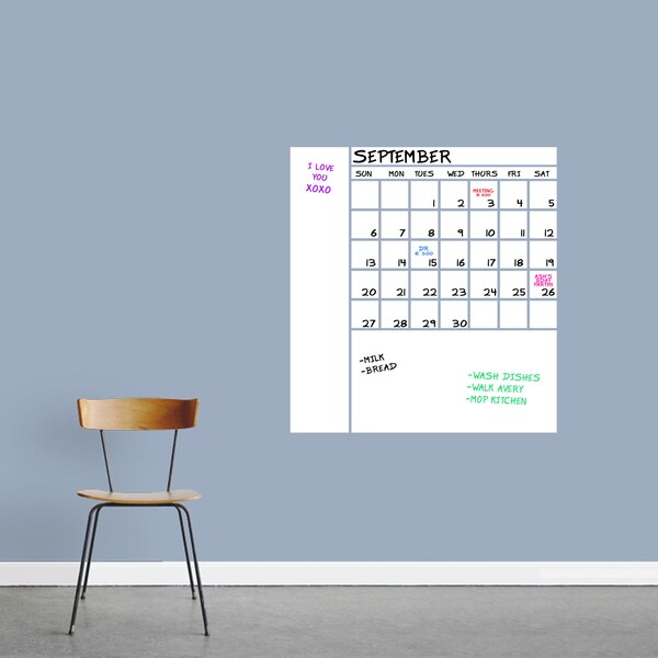 Dry Erase Calendar With Notes Wall Decal Decorative Art Decor Sticker For Kids Teens Bedroom Classroom Entryway Organizing Select Your Size