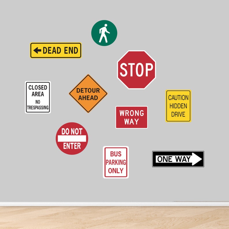 Large Road Signs Decals, Traffic Stickers for Wall or Sign, Indoor or Outdoor Traffic Stickers image 1