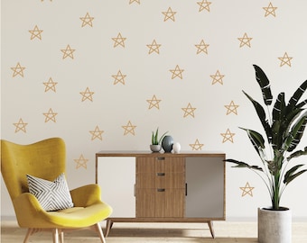 Hand Drawn Stars Wall Decals - Zodiac Night Sky Mural for Kids Bedroom or Nursery