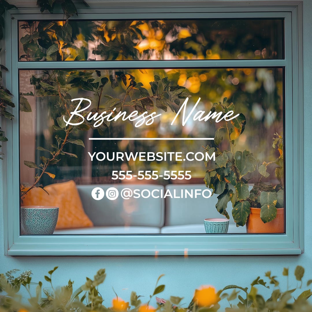 Custom Script Business Logo Decal for Store Window Door or Wall - Etsy