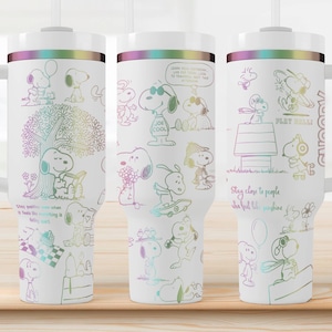 Snoopy 40oz Stanley/Dupe Tumbler Wrap | Peanuts Laser Engraving File | Cute Joe Cool Cup Design