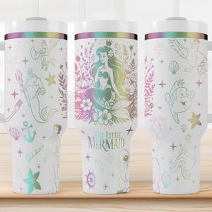 Little Mermaid Laser Engraved Tumbler, 30oz/40oz Stainless Steel Tumbler, personalized Cup Custom Disney Cup, Gift for Her