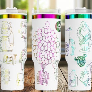 Up Laser Engraved Tumbler, 40oz/30oz Stainless Steel Tumbler, Personalized cup, Personalized cup, Gift for Her, Disney
