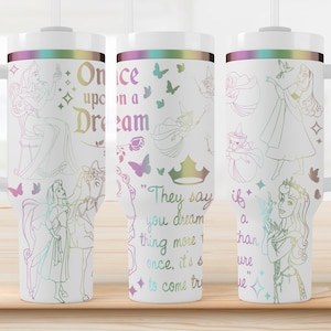 Aurora Princess 40oz Stanley Tumbler | Once Upon a Dream Laser Engraving | Fairytale Cup Design | Disney Sleeping Beauty
