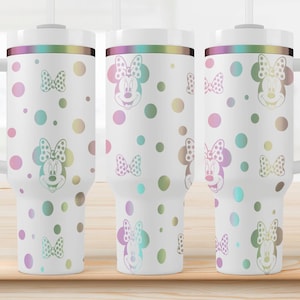 Minnie Mouse Polka Dot Tumbler with Handle – 40oz Stainless Steel Cup with Straw, Disney-Inspired Gift for Women & Kids