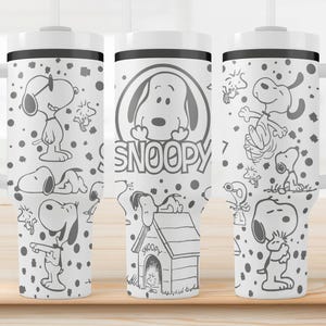 Snoopy New 40oz Stanley/Dupe Tumbler Wrap | Peanuts Laser Engraving File | Cute Joe Cool Cup Design