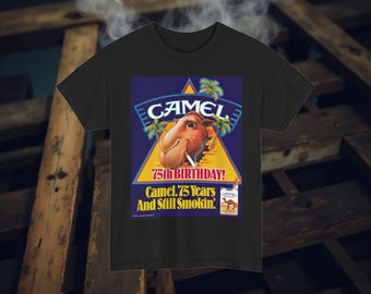 Vintage 1988 Joe Camel Cigarette 75th Birthday T-Shirt, Unisex Tee, Retro Graphic Tee, Classic Tobacco Logo Shirt, Birthday Gift for Smoker