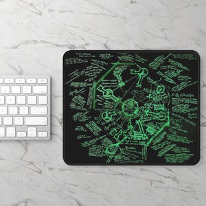 Dharma Stations Blast Door Map Lost Gaming Mouse Pad | Neon Circuit Tech Schematic