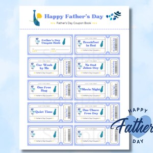 Libro de cupones para el Día del Padre: Regalo imprimible para papá de parte de los niños (PDF y JPG, 9 cupones + portada)