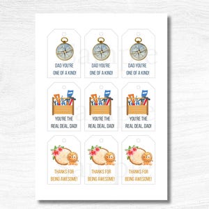 Etiquetas de regalo imprimibles para el Día del Padre (PDF y JPG, 3 diseños, tamaño A4/carta EE. UU.)