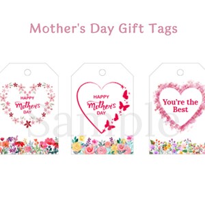 Mother's Day Gift Tags – Printable PDF – Floral Heart Tag Set (9 Designs)