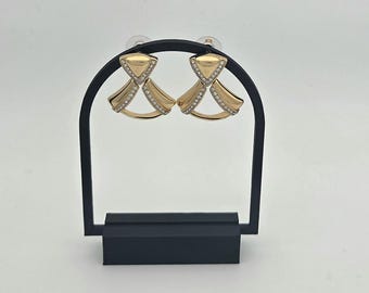 Vintage Givenchy Geometric Gold tone and Rhinestone Earrings
