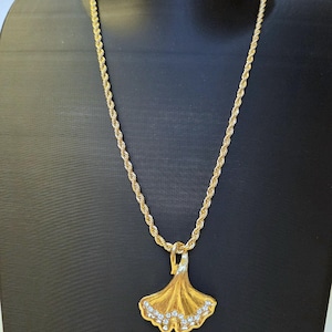 Vintage Givenchy Ginko Leaf Pendant and Twist Chain