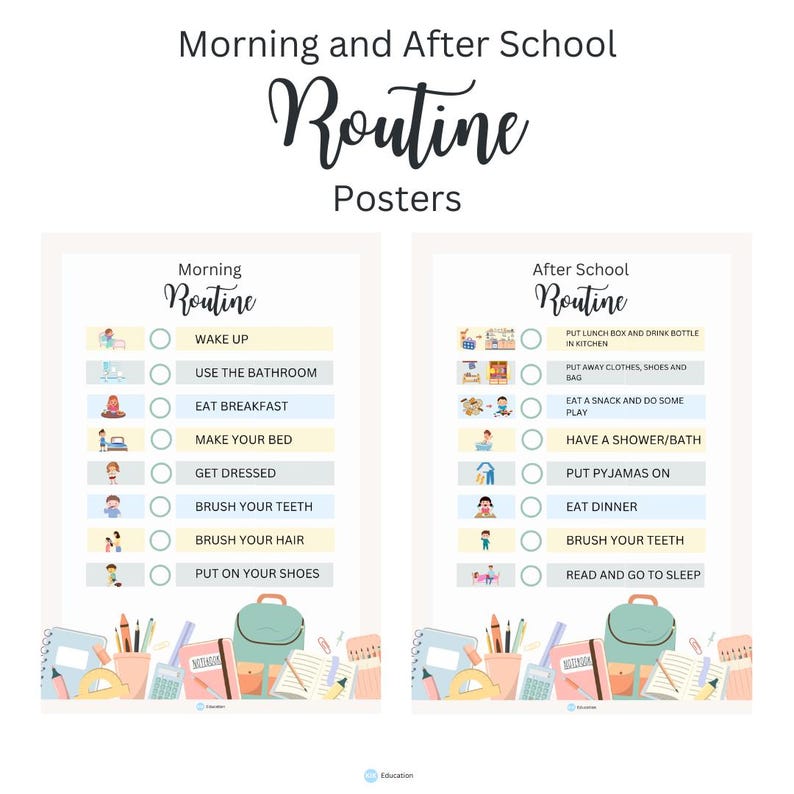 Children's Morning Routine and After School Routine Posters - Etsy