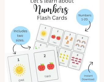 Counting Numbers Flash Cards 1-20 (Digital Download)