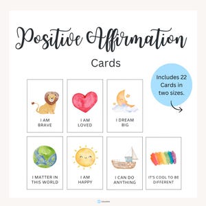 22 carte di affermazione positiva per bambini. Stampabili. Facili da scaricare. Carte motivazionali per la salute mentale. Ottime per insegnanti e genitori.