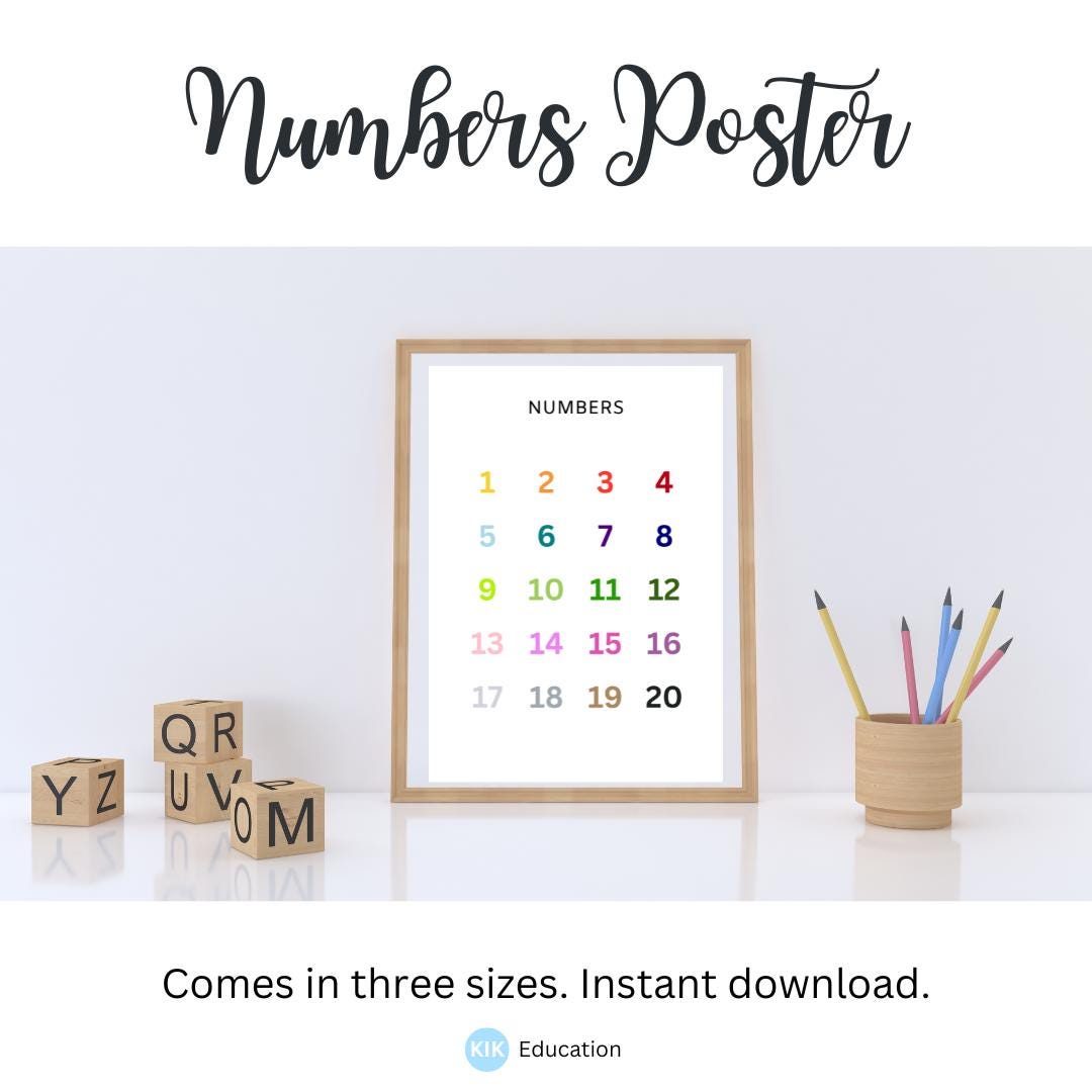 Numbers Educational Poster – Montessori Classroom Decor (digital ...