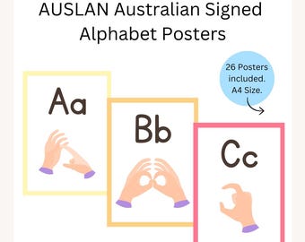 AUSLAN Alphabet Posters, Australian Sign Language (A4 Printable)
