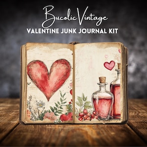 Vintage Valentine Junk Journal Kit | Druckbare digitale Papiere zum Valentinstag | Vintage Valentinstag Ephemera | Junk-Journal Zubehör Scrapbook-Seiten