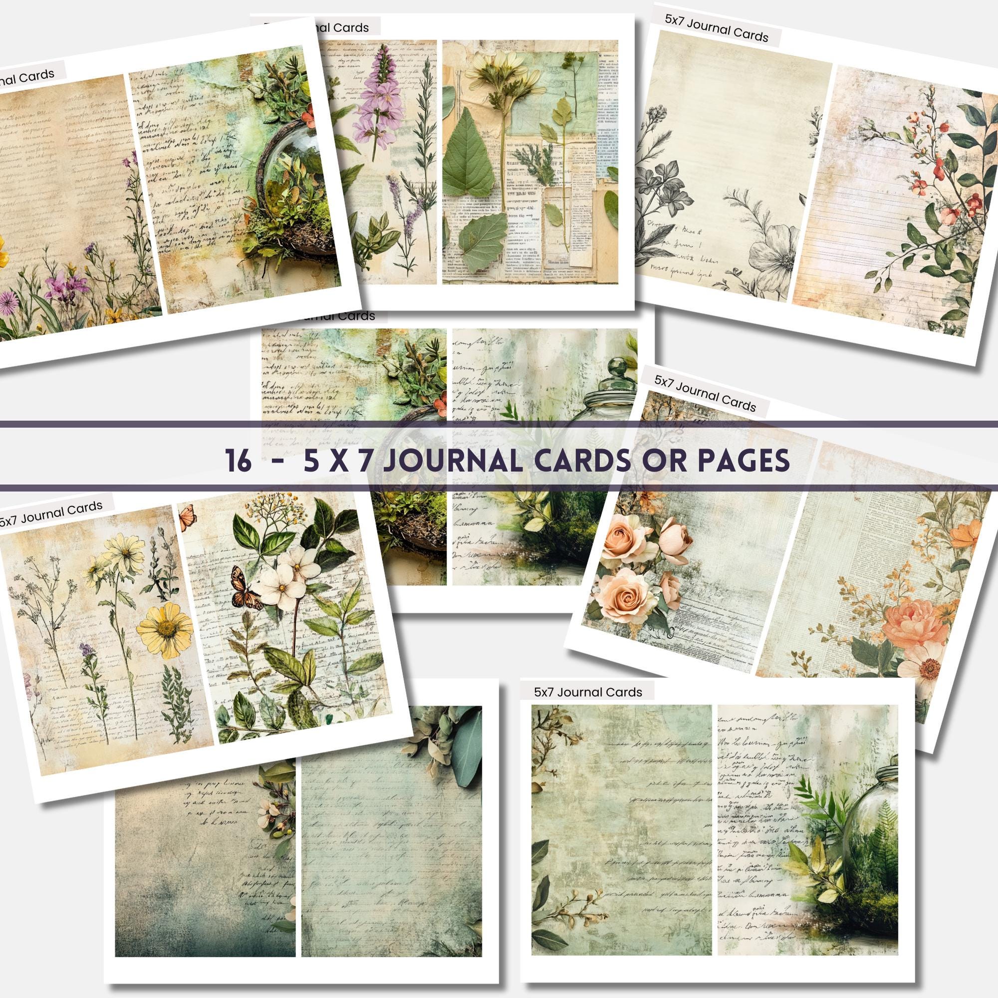 Botanical Garden Junk Journal Kit, Printable Vintage Ephemera, Digital ...