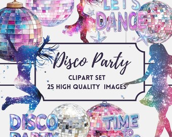Disco Ball Clipart for Disco Party Disco Ball Clip art for printable birthday Commercial use clipart for digital birthday items
