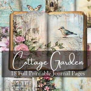 Pages de journal indésirable du jardin du chalet, imprimable floral shabby Chic, album en téléchargement numérique, kit de collage éphémères,