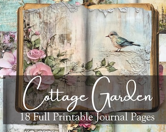 Cottage Garden Junk Journal Pages, Shabby Chic Printable Ephemera (Digital Download)