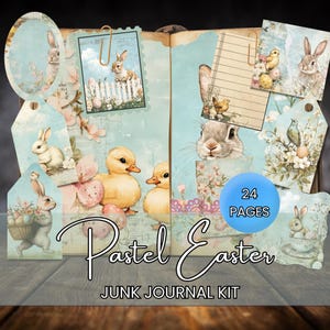 Pastel Easter Journal Kit, Easter Junk Journal Pages, Junk Journal Printable, Digital, Easter Pages, Easter Scrapbook