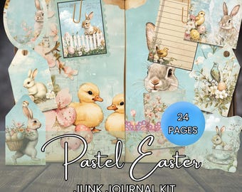 Kit de carnets de Pâques pastel, pages de scrapbooking (numériques)